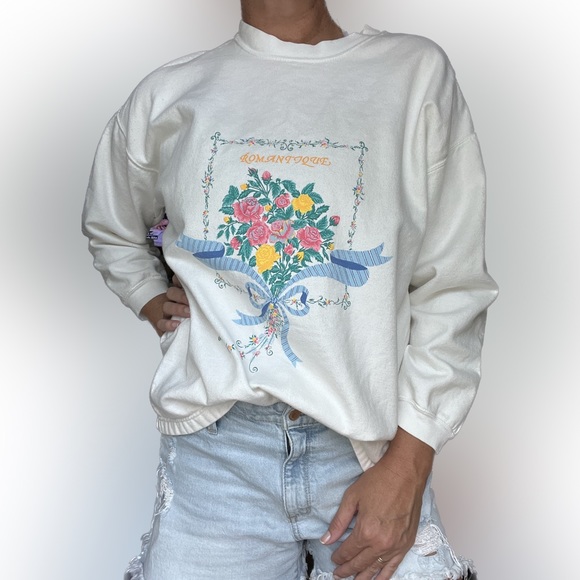 Gitano vtg crewneck boxy‎ oversized sweatshirt coquette style women’s size large - Picture 1 of 9